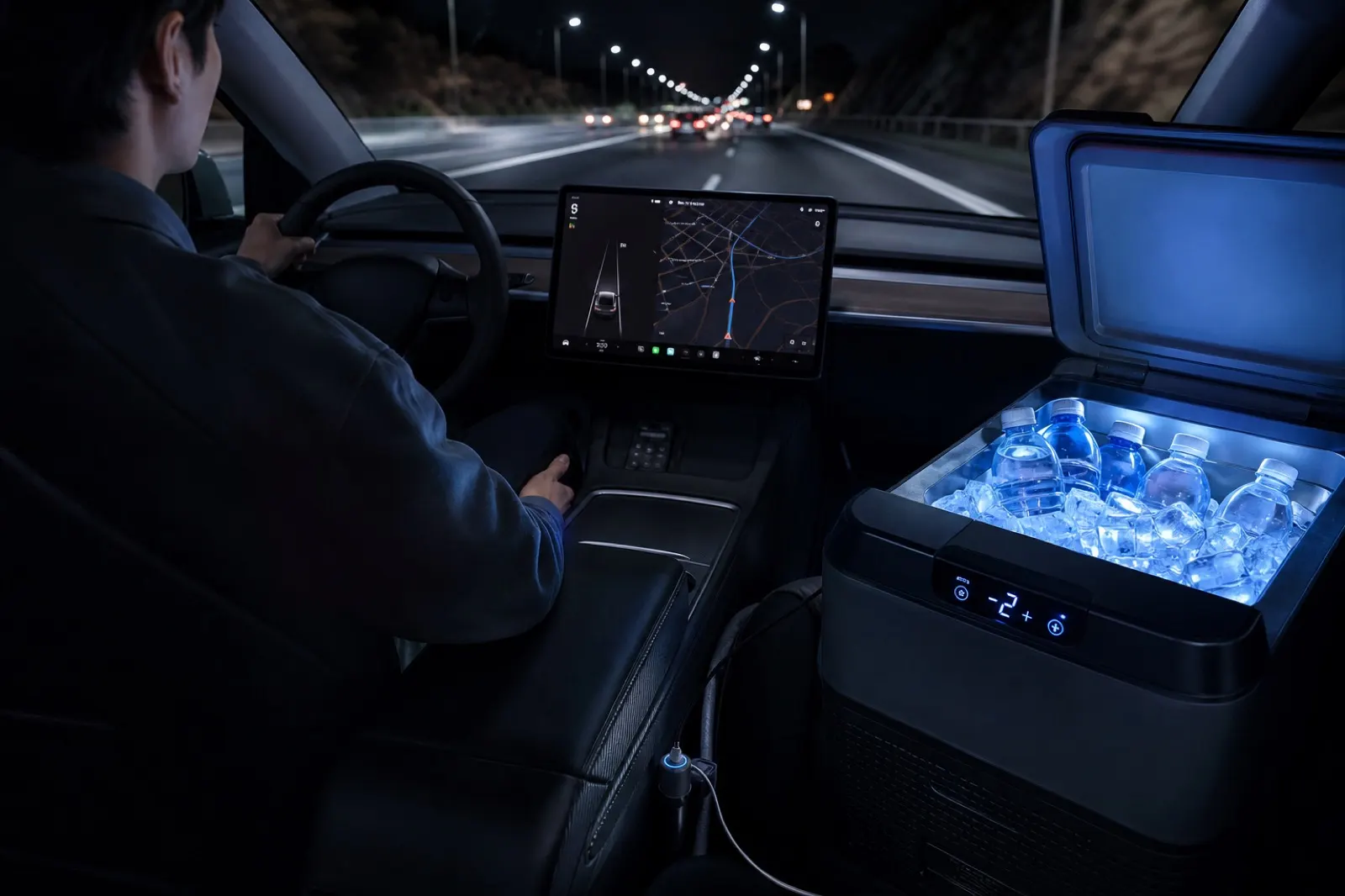 Tesla kabininde 12V kompresörlü soğutucu kontrolü